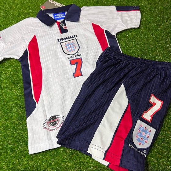 David Beckham England 1998 Home Kids Kit – Kit Jersey for Children –  KinderTrikot  Maillot Enfant Soccer Shirt