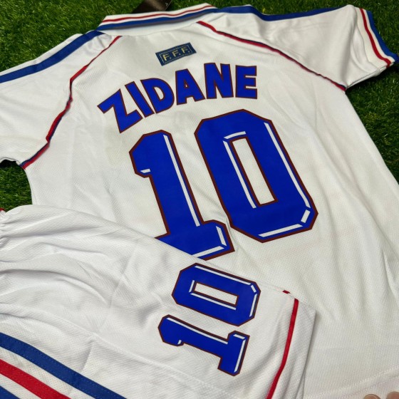 France 1998 Away Zidane Kids Kit – Kit Jersey for Children –  KinderTrikot  Maillot Enfant Personnalisable Soccer Shirt